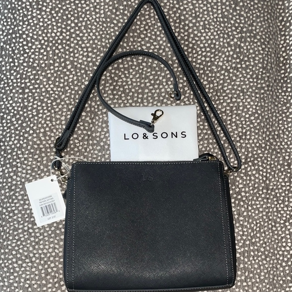 Lo & Sons Dark Grey Leather Crossbody Bag